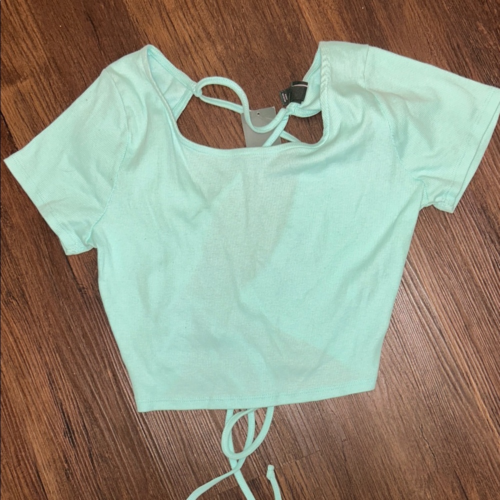 Mint Tie-Back Cropped Short Sleeve Top - Wild Fable